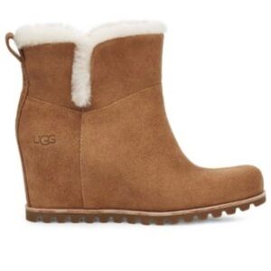 UGG Women's "SEYLINE" Shearling Mini Wedge Boot Chestnut Size 8